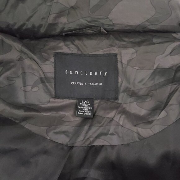 NWT Sanctuary Down Camoflage Belted Camp Puffer Jacket Coat w Hood - Large - Picture 12 of 16